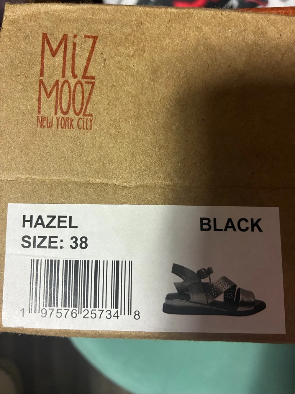 Miz Mooz Black Leather Perforated Strap Sandal